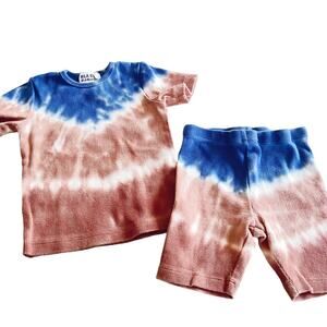 BlaBlaBla boys tie dye ribbed matching summer set shorts tshirt 18 mos